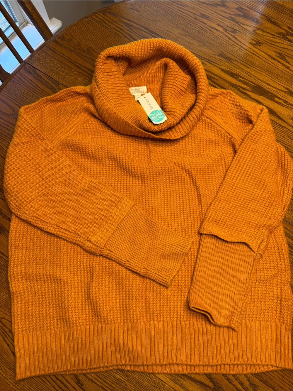 Market & Spruce Orange Cowl Neck Sweater